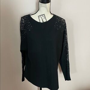 Elegant Black Embellished Women's Top